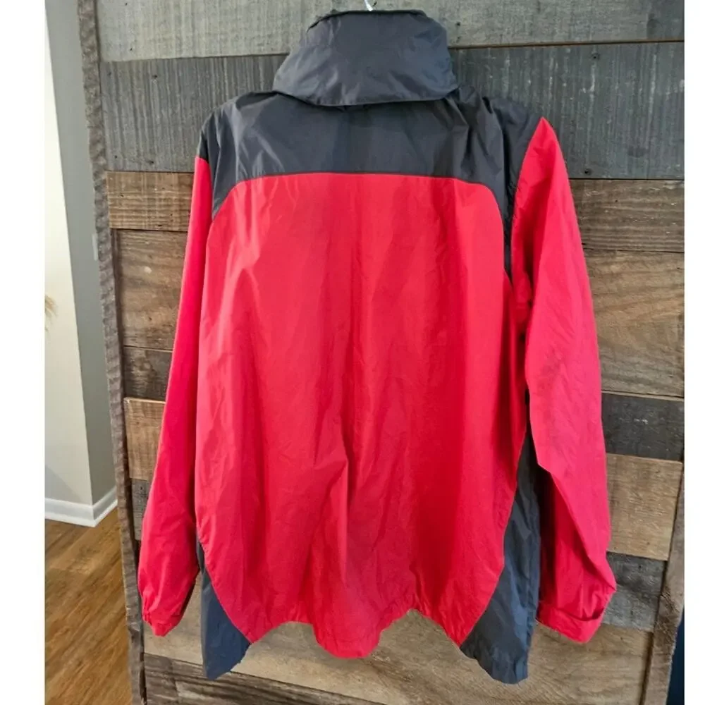 Columbia Windbreaker Hooded Mens Large Omni-shield  Packable Black & Red